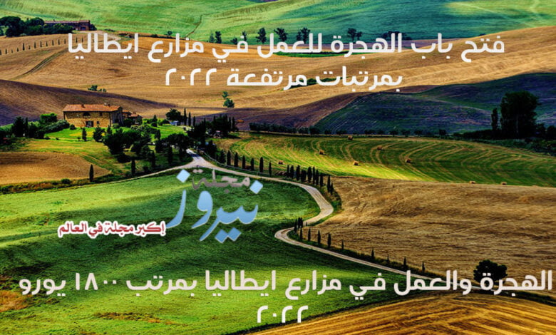 الهجرة والعمل في مزارع ايطاليا بمرتب 1800 يورو 2023